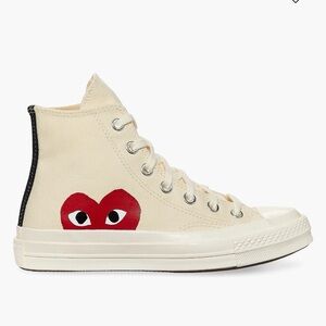 Converse PLAY Comme des Garçons Cream High-Top Sneakers with Red Heart